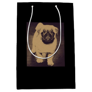 Niedlicher Mops Dog Portrait Mittlere Geschenktüte