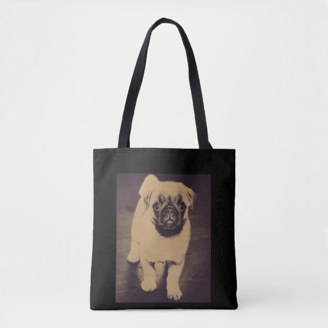 Niedlicher Mops Dog Portrait Tasche (Vorderseite)