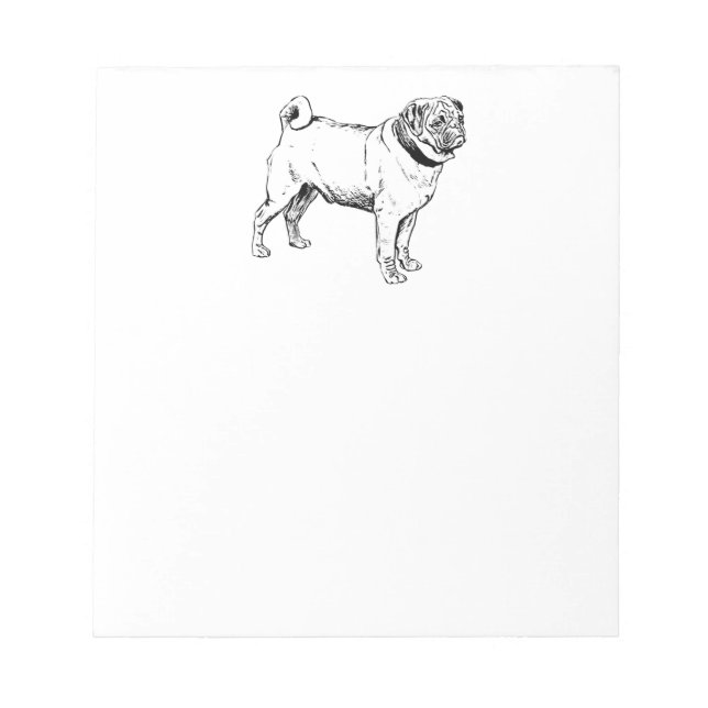 Niedlicher Mops Eleganter Hund Zeichnend Notizblock (Vorderseite)