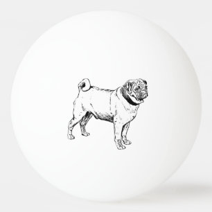 Niedlicher Mops Eleganter Hund Zeichnend Tischtennisball