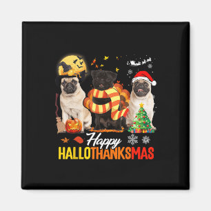 Niedlicher Mops Frohe Hallothanksmas Halloween Tha Magnet
