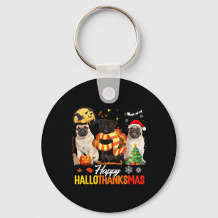Niedlicher Mops Frohe Hallothanksmas Halloween Tha Schlüsselanhänger