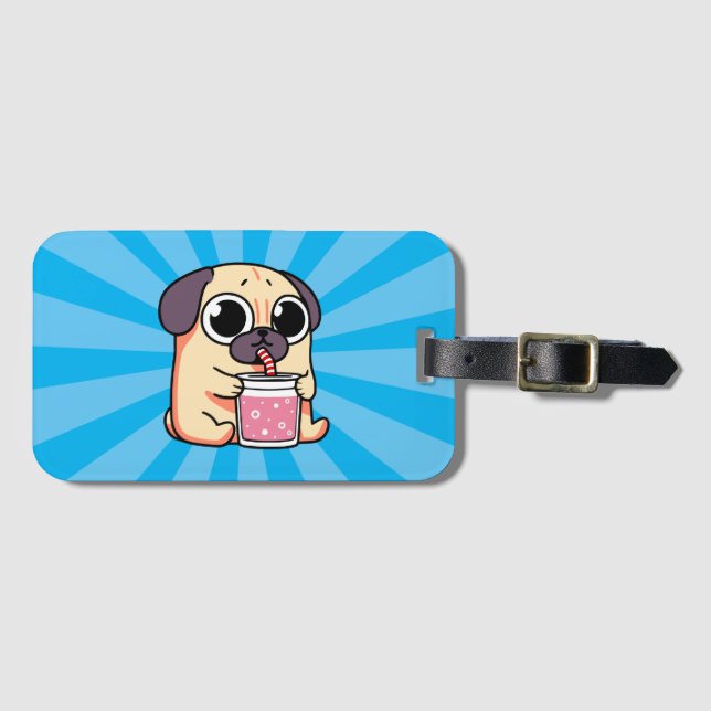 Niedlicher Mops Gepäckanhänger (Vorderseite (Horizontal))