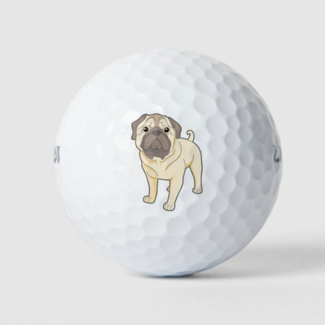 niedlicher Mops Golfball (Vorderseite)