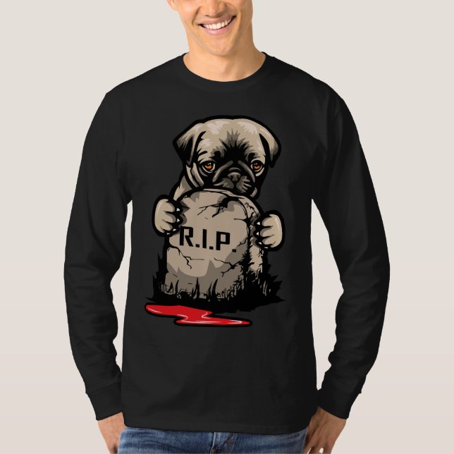 Niedlicher Mops Grave Stone Classic T - Shirt 950 (Vorderseite)