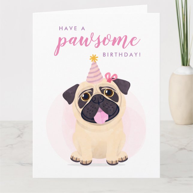 Niedlicher Mops Happy Birthday Card Karte (Vorderseite)