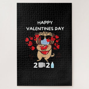 Niedlicher Mops Herzgefühl Maske Happy Valentines