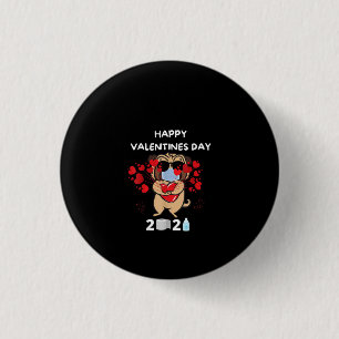 Niedlicher Mops Herzgefühl Maske Happy Valentines Button