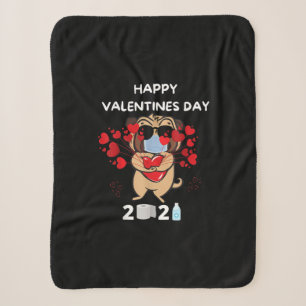 Niedlicher Mops Herzgefühl Maske Happy Valentines Sherpadecke