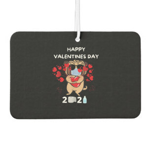 Niedlicher Mops Herzgefühl Maske Happy Valentinsta Autolufterfrischer