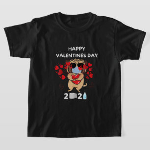 Niedlicher Mops Herzgefühl Maske Happy Valentinsta T-Shirt