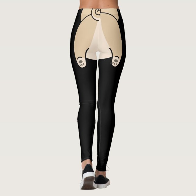 niedlicher Mops Hintern schwarz Leggings (Rückseite)