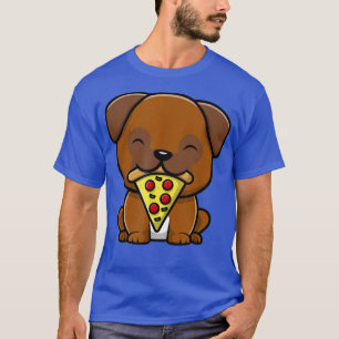 Niedlicher Mops Hund essen Pizza T - Shirt Funny F