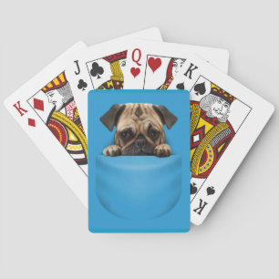Niedlicher Mops Hund in der Tasche Spielkarten
