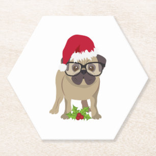 Niedlicher Mops Hund in Weihnachten Weihnachtsmann Untersetzer