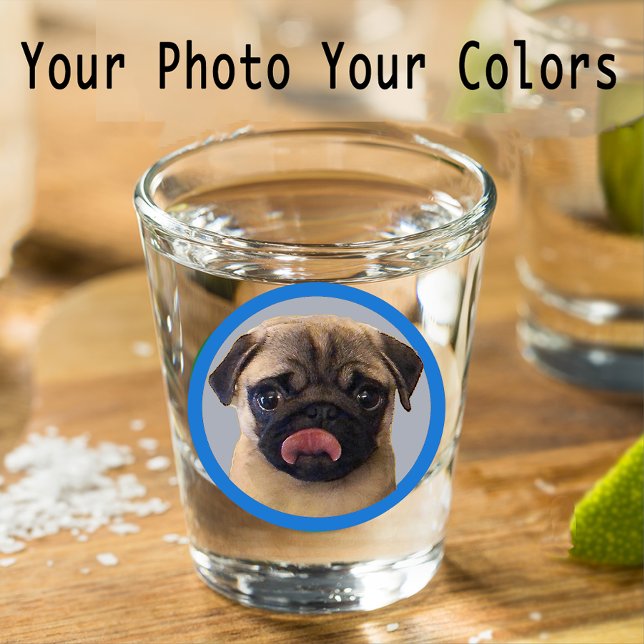 Niedlicher Mops Hund Lover Foto Blaues Kleine Gesc Schnapsglas (Von Creator hochgeladen)