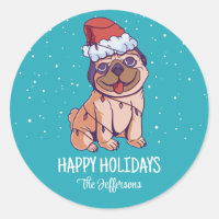 Niedlicher Mops Hund Lover Weihnachten Schnee Wint