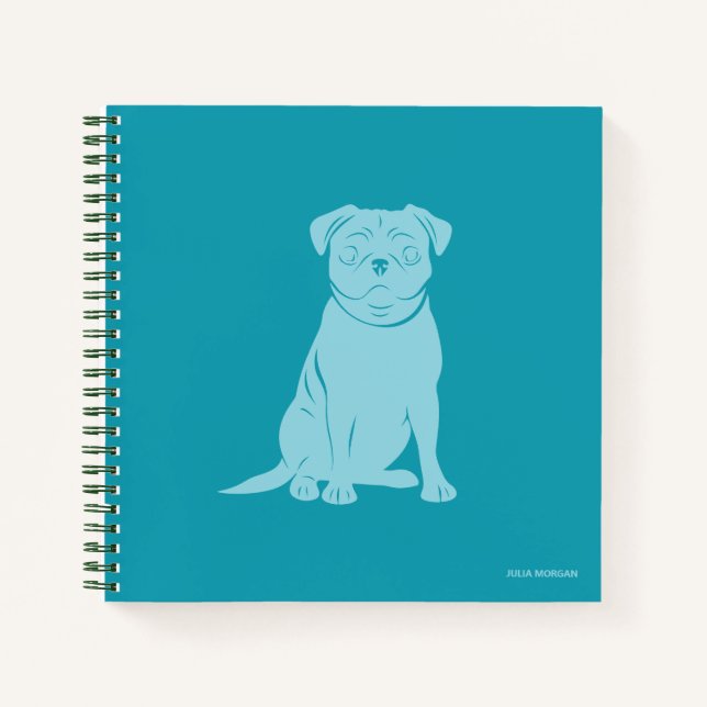 Niedlicher Mops Hund Personalisiert kundenspezifis Notizbuch (Vorderseite)