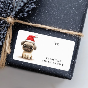 Niedlicher Mops Hund Weihnachtsmannmütze Weihnacht