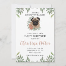 Niedlicher Mops Hund Welpengrüne Boy Baby Dusche I
