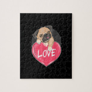Niedlicher Mops Hunde Herz Mops Valentinisches Ges