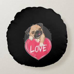 Niedlicher Mops Hunde Herz Mops Valentinisches Ges Rundes Kissen