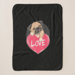 Niedlicher Mops Hunde Herz Mops Valentinisches Ges Sherpadecke