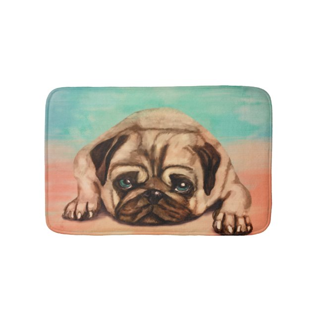 Niedlicher Mops-Hundepadel Badematte (Vorderseite)