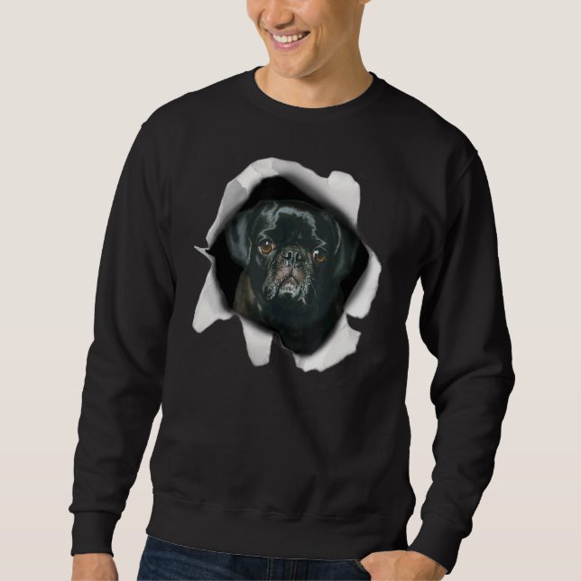 Niedlicher Mops im Gesicht Hunde Männer Frauen Mäd Sweatshirt (Vorderseite)