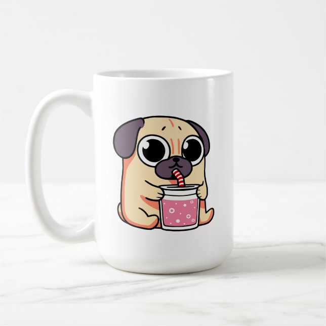 Niedlicher Mops Kaffeetasse (Links)