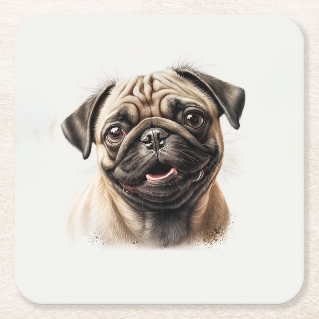 Niedlicher Mops kühlt Beste Hunde-Mama je Rechteckiger Pappuntersetzer (Vorderseite)