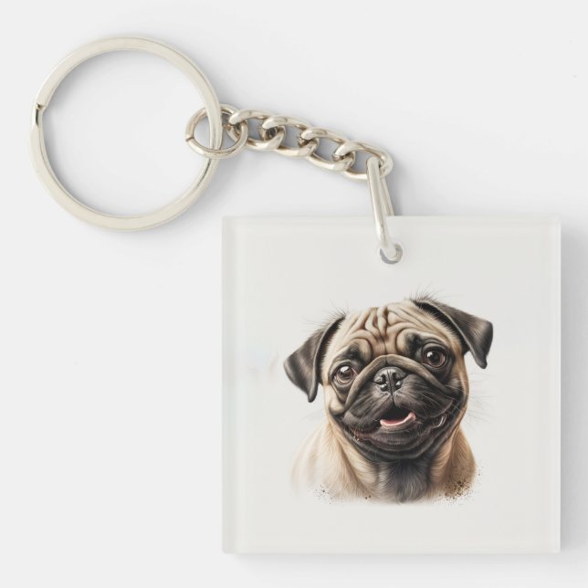 Niedlicher Mops kühlt Beste Hunde-Mama je Schlüsselanhänger (Vorderseite)