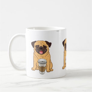Niedlicher Mops mit Coffee Cup für Puggy Dog Liebh Kaffeetasse