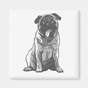 Niedlicher Mops mit guter Laune Magnet