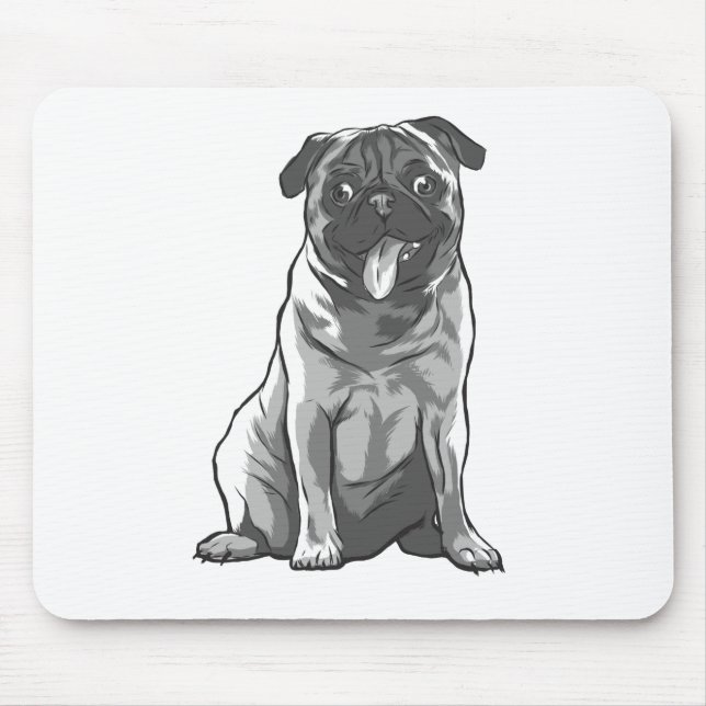 Niedlicher Mops mit guter Laune Mousepad (Vorne)