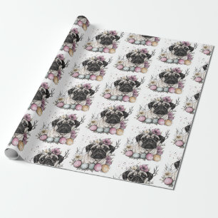 Niedlicher Mops Osterfarben Geschenkpapier