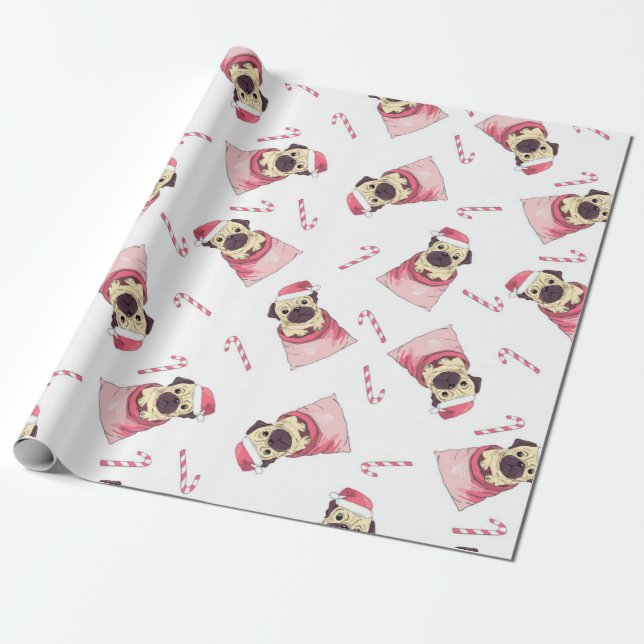 Niedlicher Mops Pattern Geschenkpapier (Ungerollt)
