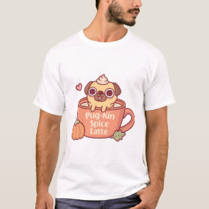 Niedlicher Mops Pugkin Pumpkin Gewürz Latte Funny T-Shirt