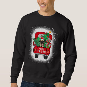 Niedlicher Mops Red Truck Frohe Weihnachten geblei Sweatshirt