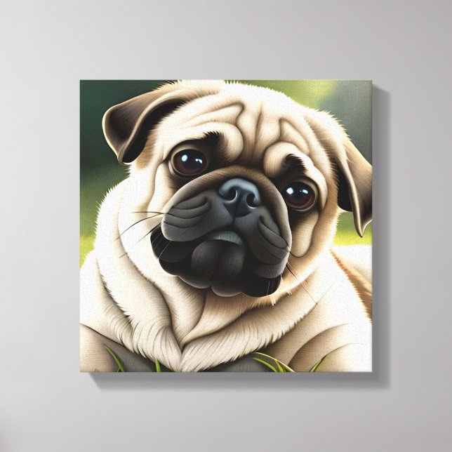 Niedlicher Mops Stretched Canvas Print Leinwanddruck (Vorderseite)