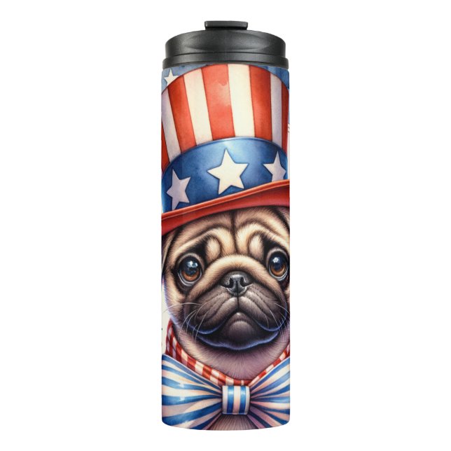 Niedlicher Mops Thermosbecher (Vorderseite)