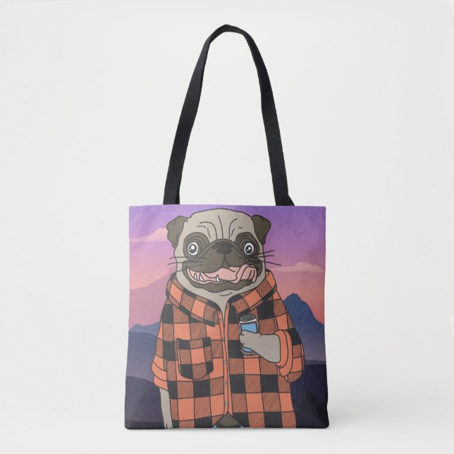 Niedlicher Mops Tote Tasche (Vorderseite)