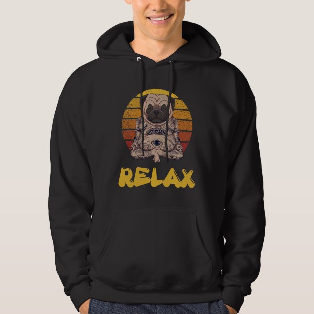 niedlicher Mops. Umarmung eines Mops. Yoga Mops Cl Hoodie (Vorderseite)