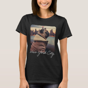 Niedlicher Mops und Herbstwinde in New York T-Shirt