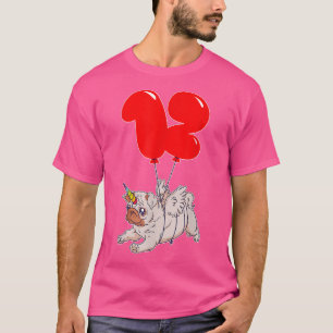 Niedlicher Mops Unicorn12. GeburtstagKinder Ballon T-Shirt