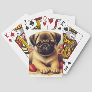 Niedlicher Mops Vintage Malerei Spielkarten
