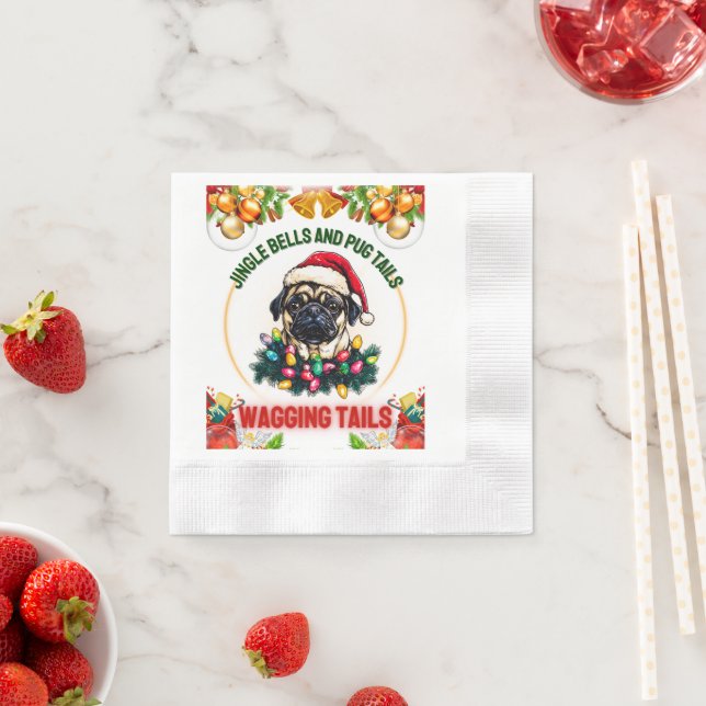 Niedlicher Mops Weihnachten Serviette (Beispiel)
