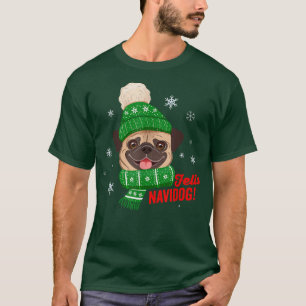 Niedlicher Mops Weihnachts Feliz Navidog für Jungs T-Shirt