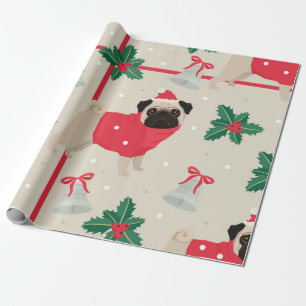 Niedlicher Mops Weihnachtsmuster Geschenkpapier