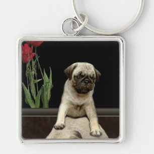 Niedlicher Mops Welpe Dog Liebhaber Geschenkserie Schlüsselanhänger